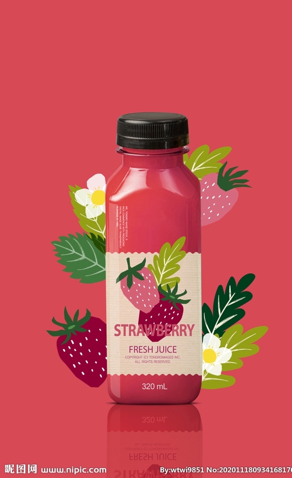 草莓饮料海报广告设计图片