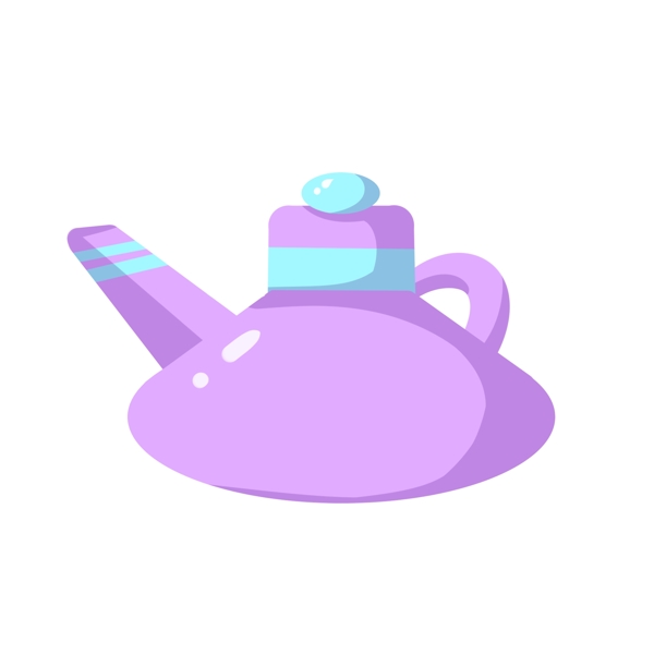 紫色的茶壶手绘插画