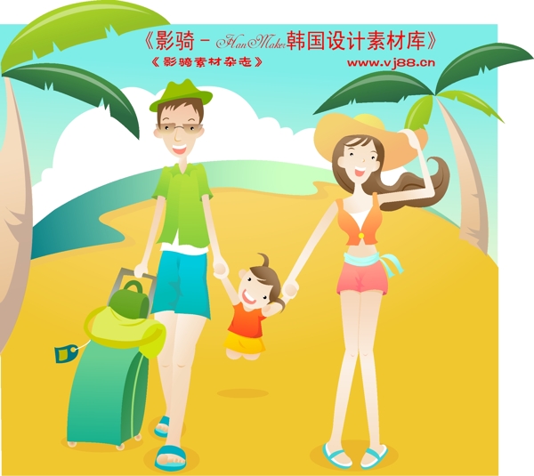 度假生活旅游度假家庭生活幸福生活矢量素材HanMaker韩国设计素材库