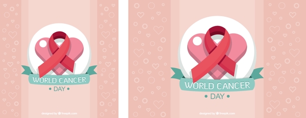 世界癌症日心脏背景带红丝带