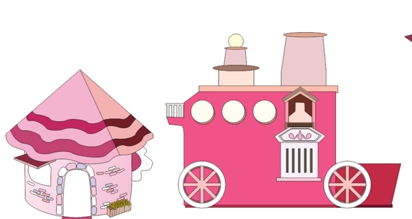 粉色火车粉色房子