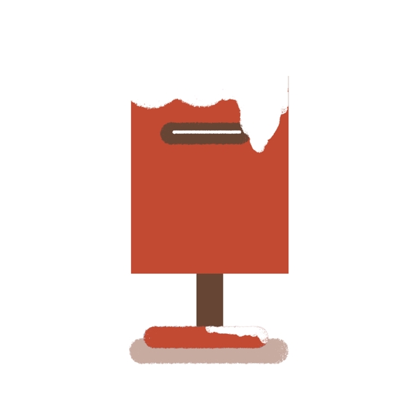 扁平化被雪覆盖的红色邮箱