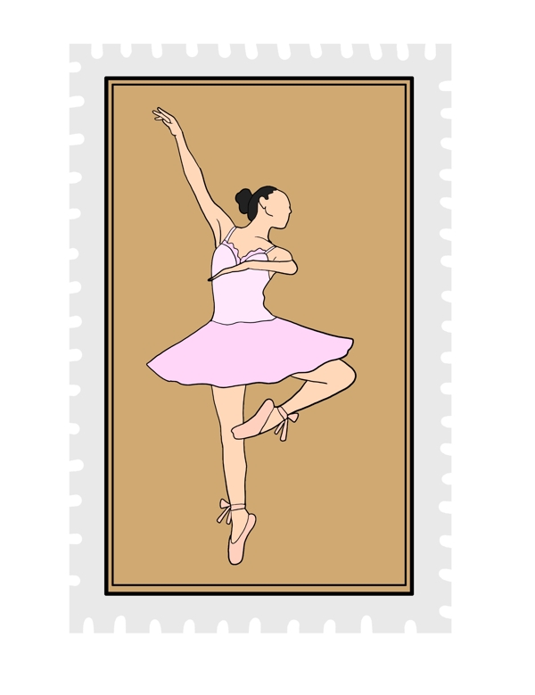 时尚芭蕾邮票插画