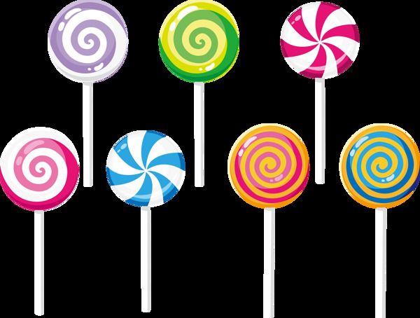 可爱彩色棒棒糖糖果矢量元素图片