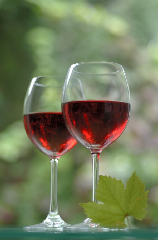 两杯葡萄美酒摄影图片