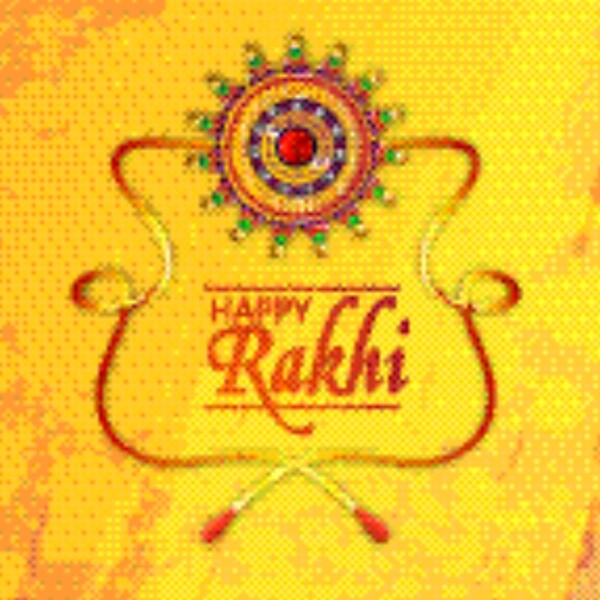 RakshaBandhan贺卡设计上饰以黄色背景的创意rakhi