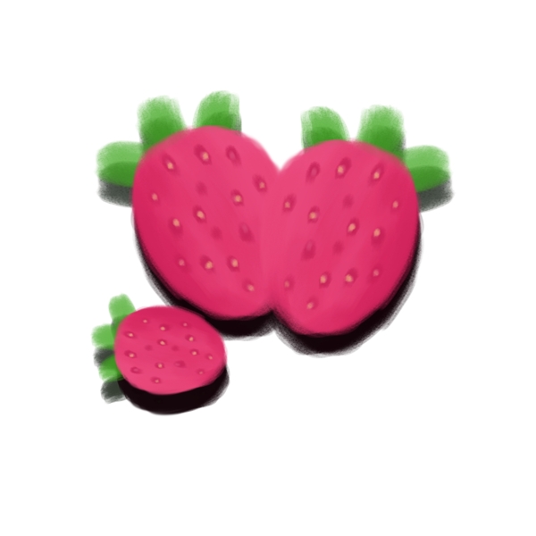 三只手绘水果草莓