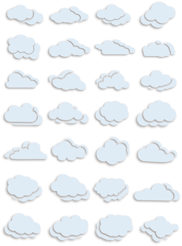白云图形卡通简约白色天空云朵