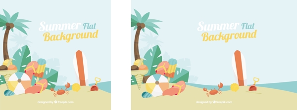 柔和彩色沙滩元素棕榈树背景