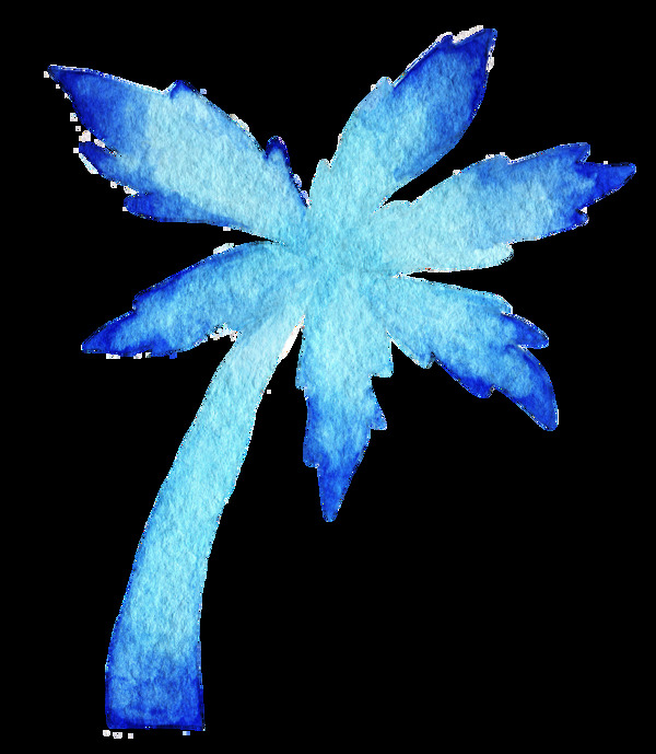 冰蓝椰树卡通透明素材
