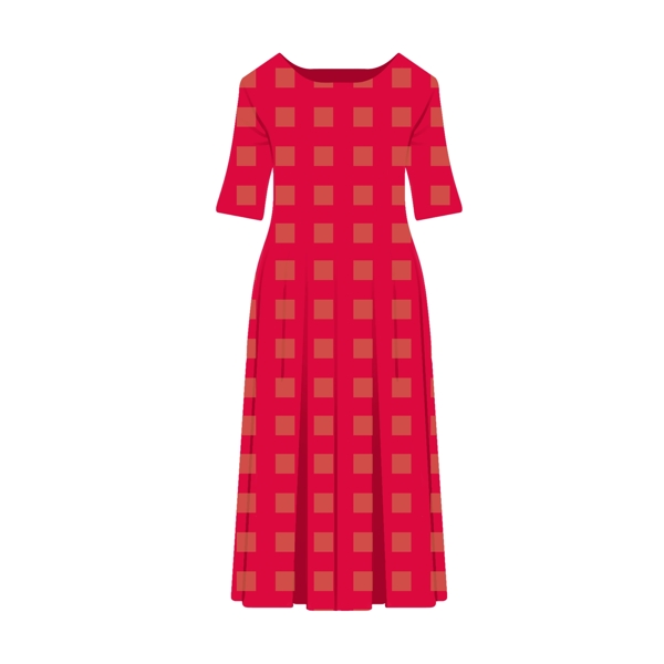红色立体连衣裙