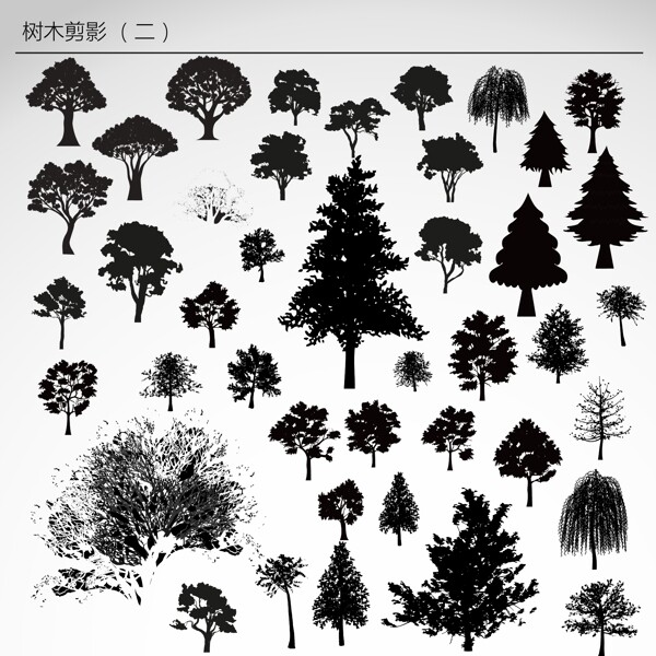 树木剪影AI矢量图
