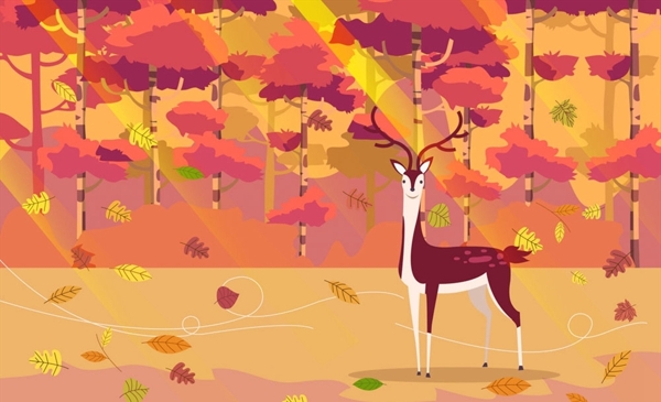 秋季风中的森林鹿图片