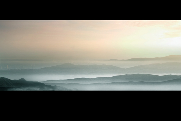 山水远景素材夕阳山图片