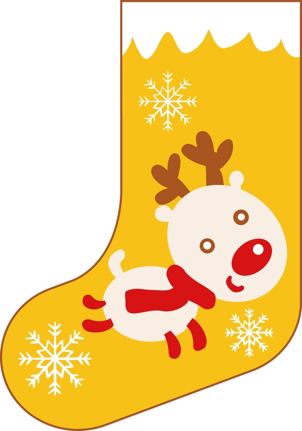矢量堆黄色可爱鹿圣诞袜套图元素