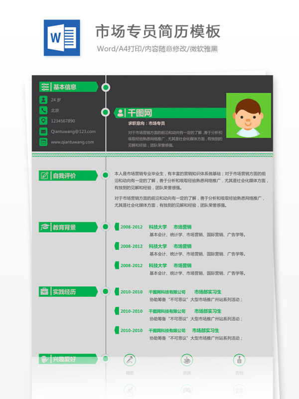 市场专员简历模板