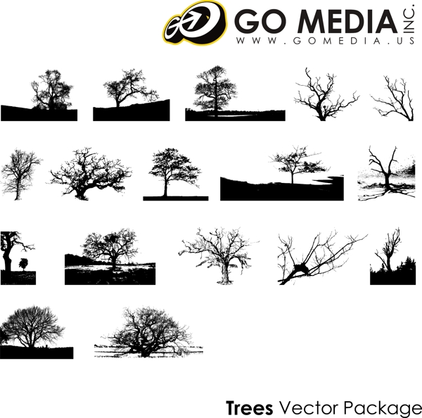 GoMedia出品的树木剪影矢量素材