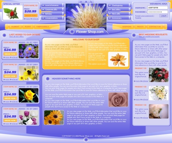 欧美网上鲜花销售网页模板