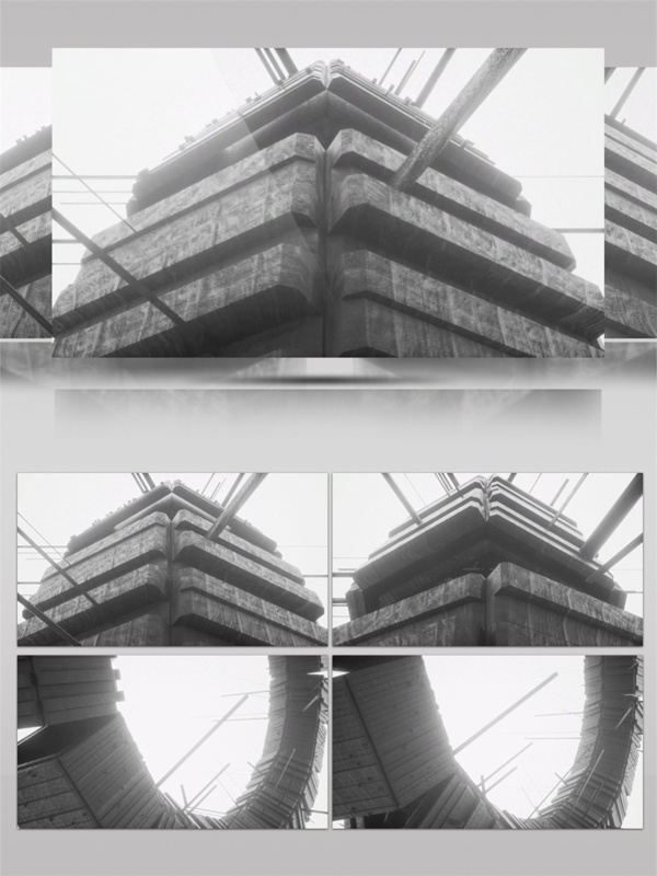 黑色复古建筑动态视频素材