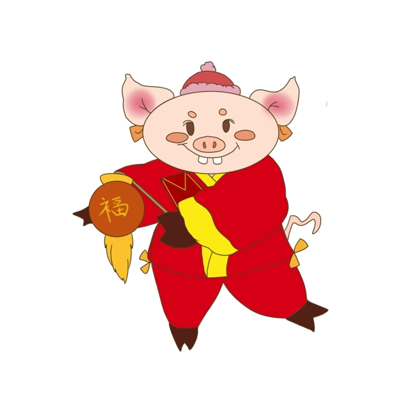 猪年送福手绘插画