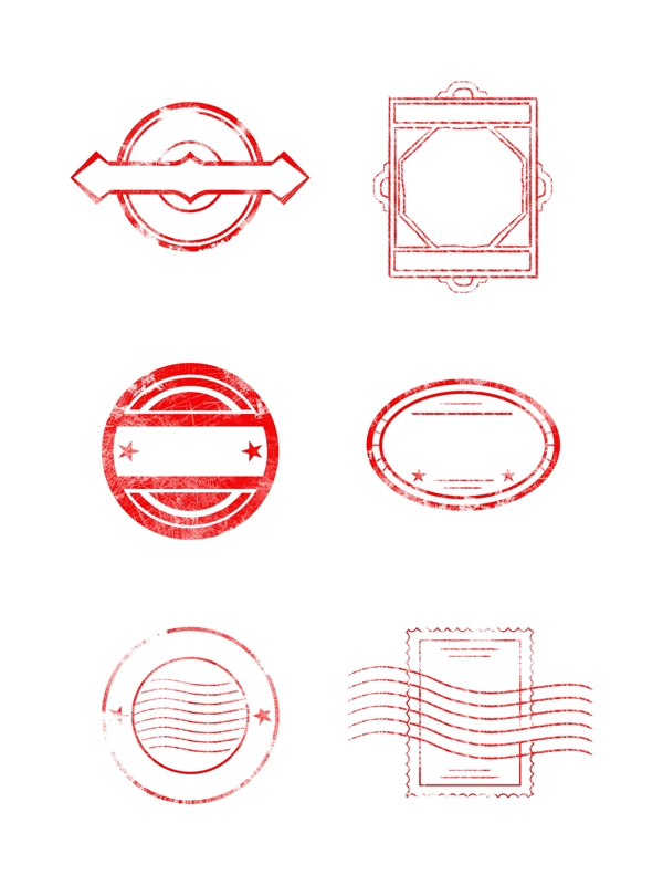 斑驳红色邮戳印章边框可商用设计元素