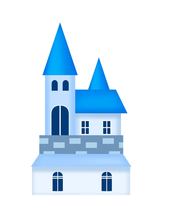 卡通蓝色城堡建筑