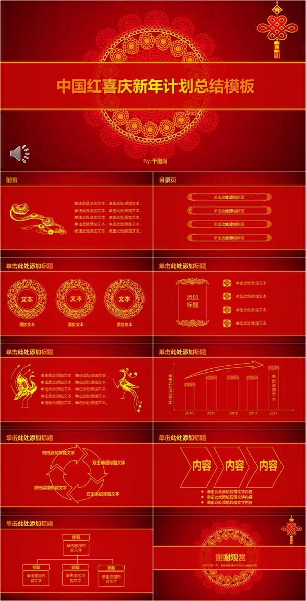 中国红喜庆新年计划总结PPT模板