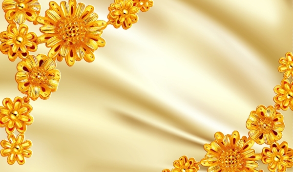 黄金珠宝花朵背景墙
