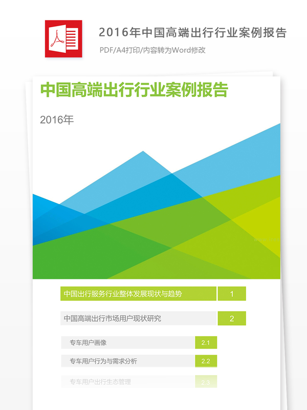 2016年中国高端出行行业案例报告