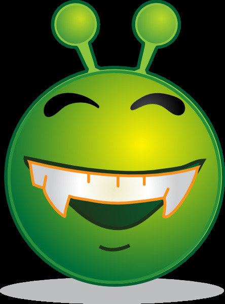 微笑的绿色外星人挫剪贴画