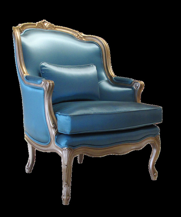 欧式蓝色沙发png元素素材