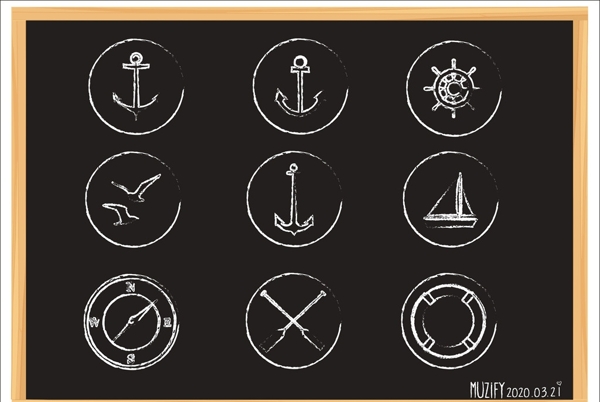 9款入船舵航海标志黑板图