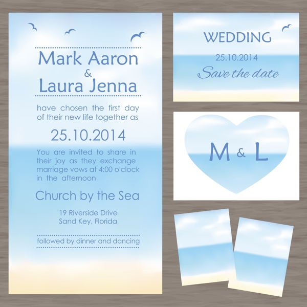 蓝色海岸婚礼主题模板下载