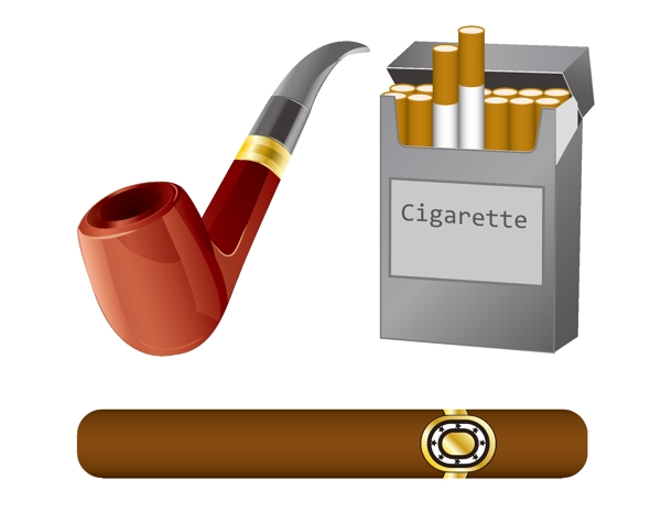 卡通吸烟烟斗元素