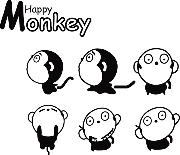 可爱猴表情monkey墙贴开关贴图片