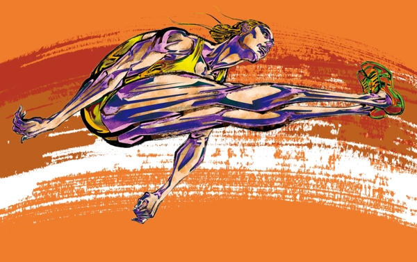 手绘人物跳远运动员图片