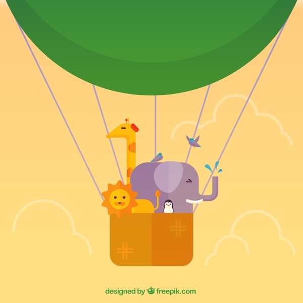 热气球里的动物图片