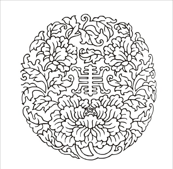 寿字牡丹纹图片