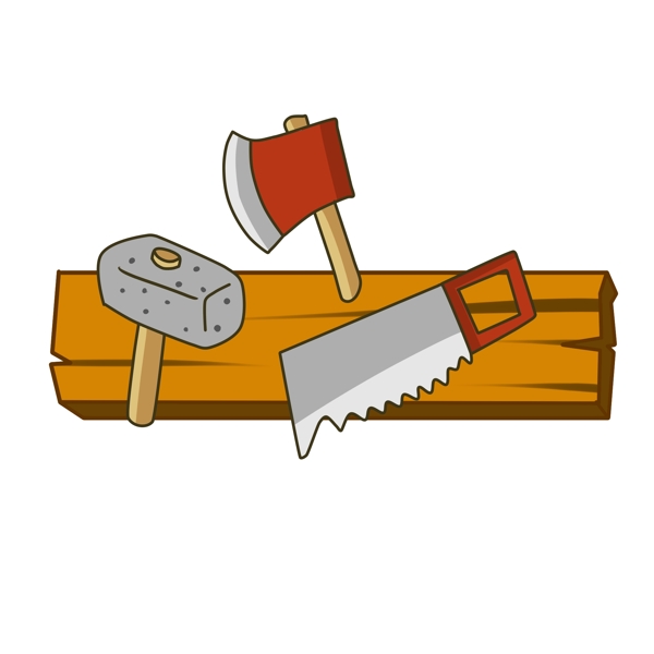 木头和伐木工具插画