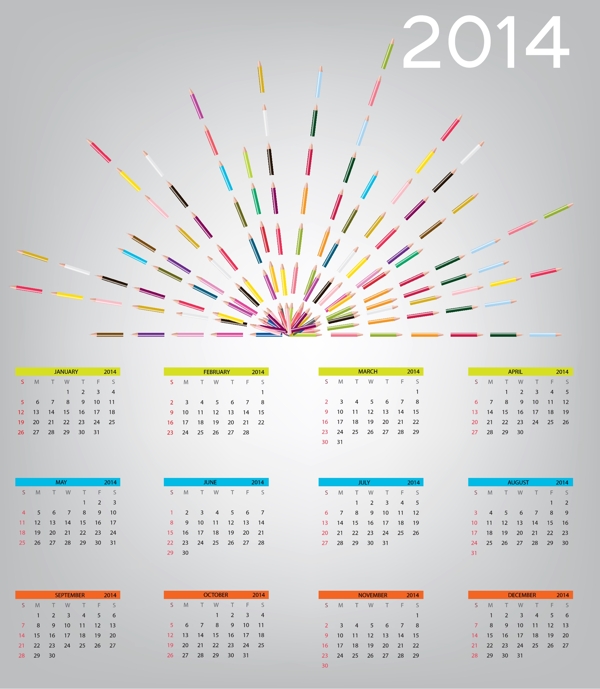 2014新年日历设计矢量图01