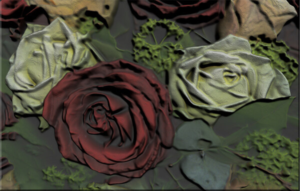 3D玫瑰花浮雕壁挂