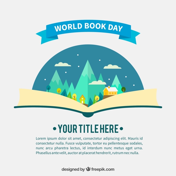 创意世界图书日打开的书本世界矢量图