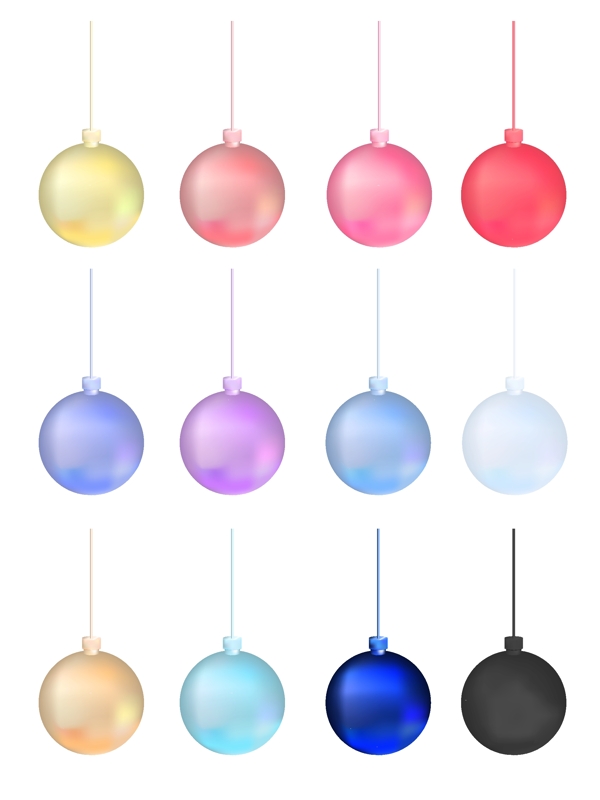 多款矢量圣诞节悬挂元素浪漫多色氛围装饰球