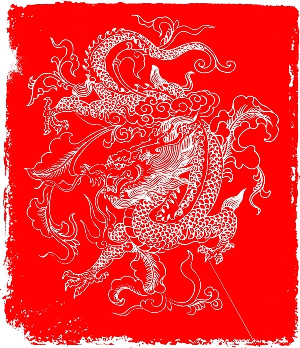 素描白描中国龙神兽腾图吉祥物