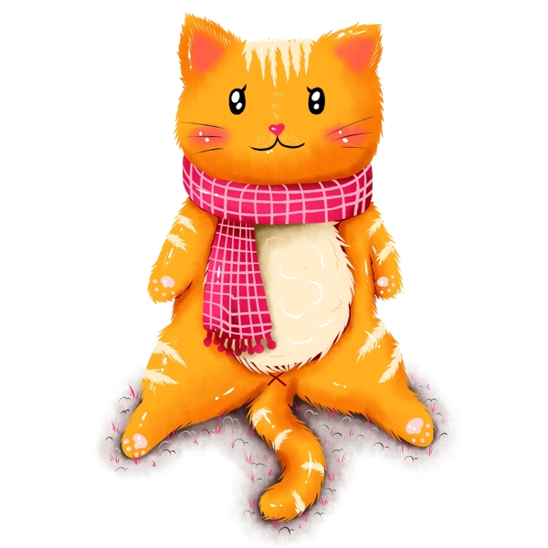 原创手绘动物小猫冬季冬日围巾
