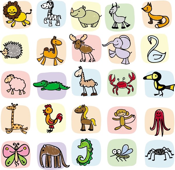 25款彩绘动物矢量素材