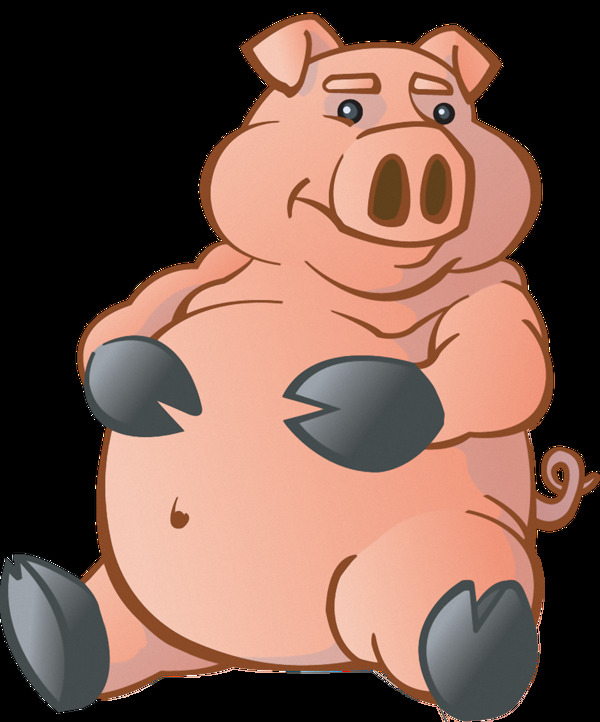 卡通摸肚子的猪免抠png透明素材
