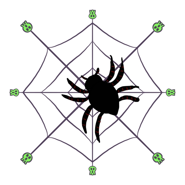 万圣节蜘蛛蜘蛛网骷髅头暗黑设计