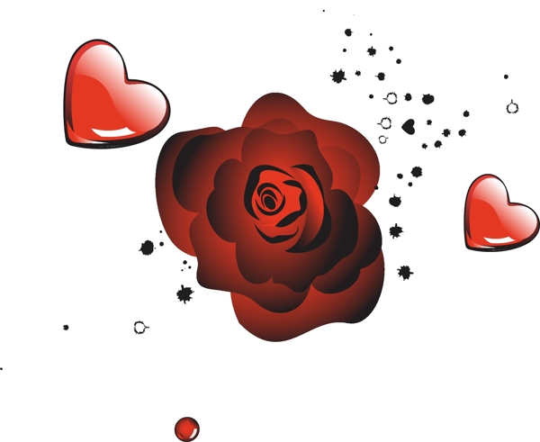 浪漫红色心形花朵背景