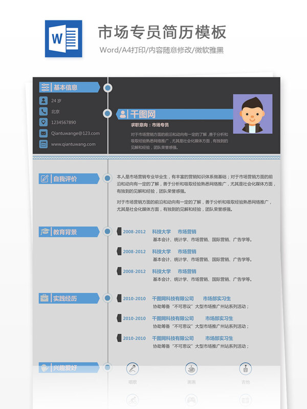 市场专员简历模板